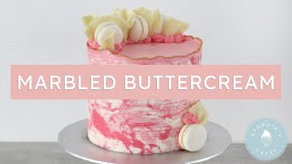 New Technique How To Make Marbled Buttercream  Georgias Cakes [upl. by Melly256]