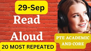 PTE Read Aloud Academic and Core  Sep 2024  Most Repeated [upl. by Kunin]