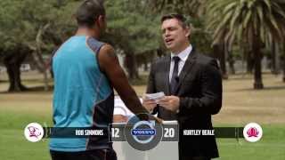 Volvo Super Challenge Round 1  Kurtley Beale v Rob Simmons [upl. by Asiulana117]