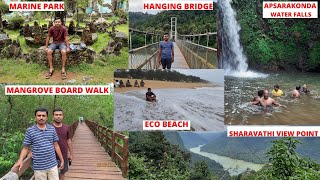 Honnavar near tourist places  Apsarakonda falls Mangrove board walk Eco beach Hanging bridge [upl. by Petr]