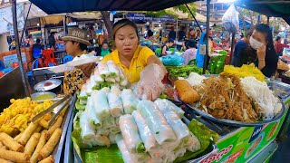 So Yummy Yellow pancake spring rolls noodles  Best Cambodian street food  Phnom Penh [upl. by Garlanda411]