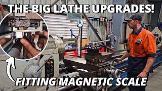 Upgrades To The BIG Lathe  Fitting Magnetic Scale Coolant Tank amp Work Light [upl. by Avevoneg]