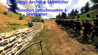 Mount Blade Warband  200 Vaegir Archers amp Skirmishers VS 200 Swadian Crossbowmans amp Skirmishers [upl. by Jaal]