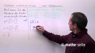 Abstand windschiefer Geraden berechnen über Lotfußpunkt Beispiel 3  V0310 [upl. by Loux]