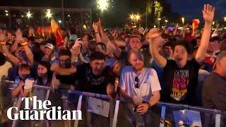 Spain and England fans in Berlin react to Euro 2024 final opener [upl. by Lietman]