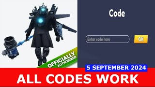 NEW CODES WORK 🧻Wkly Skibidi Toilet Battle ROBLOX  LIMITED CODES TIME  SEPTEMBER 5 2024 [upl. by Annaitat]