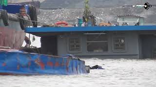 Salvage of A Sank Barge After Colliding with Reef  Part 1 [upl. by Assener]