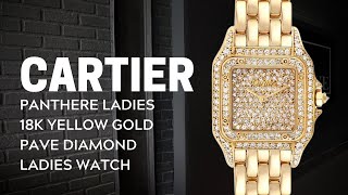 Cartier Panthere Ladies 18k Yellow Gold Pave Diamond Ladies Watch Review  SwissWatchExpo [upl. by Rojas135]