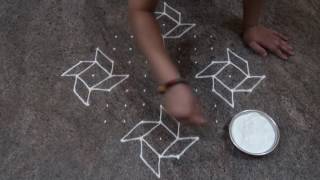 Simple And Easy Rangoli Design Simple Chukki Rangoli with 11 Dots [upl. by Naujat]