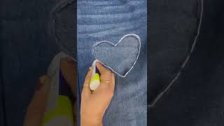 Heart wali jeans ❤️ diy fashion stylehacks handmadecraft jeanshacks shortsvideoyt shorts yt [upl. by Carothers]