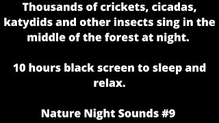 Thousands of crickets cicadas amp katydids black screen cricket sounds sleep sounds white noise ASMR [upl. by Nyladnar]