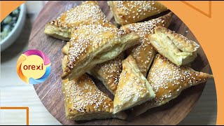 Τυροπιτάκια με σφολιάτα Ι How To Make Feta Cheese Puff Pastry Pies I Tiropitakia I [upl. by Darla]