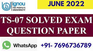 TS07 Previous Year JUNE 2022 Solved Exam Paper II Fully Solved [upl. by Ainevuol]