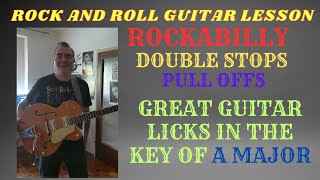 ROCK AND ROLL ROCKABILLY GUITAR LESSON IN A MAJOR [upl. by Nomi]