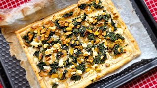 Spinach and Feta PUFF PASTRY TART Recipe [upl. by Einberger]