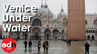 Dramatic Footage Shows Venice Flooded by Highest Tide in 50 Years [upl. by Aisorbma]