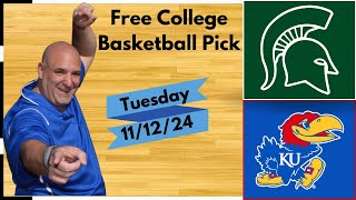 Kansas vs Michigan State  College Basketball Free Pick 111224  Picks And Parlays [upl. by Air]