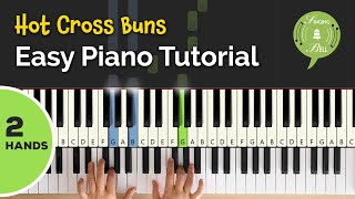 Hot Cross Buns on the Piano 2 Hands  Easy Piano Tutorial for Beginners [upl. by Gwenore]