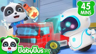 Um Robô Conserta Carros 🤖🔧  Mecânico Bebê Panda  45 Minutos  Músicas Infantis  BabyBus Português [upl. by Snilloc429]