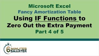 Amortization Table in Excel Part 4 of 5  IF and MIN Functions for the Extra Payment [upl. by Ymmot409]