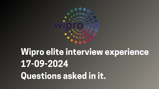 Wipro technical interview experience  2024  Questions asked in it [upl. by Sander]