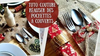 Tuto Pochette à couverts en Jute Spécial Noël adaptable aux Baptême Mariage etc [upl. by Dunham]