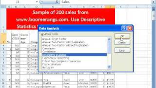 Excel amp Statistics 43 Data Analysis Addin Descriptive Statistics [upl. by Teiluj]