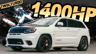 1400HP Jeep Trackhawk  The Worlds FIRST TWIN TURBO TRACKHAWK quotBig Hawkquot Breaks the MPH Record [upl. by Sianna]