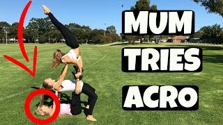 MUM and TWINS try acro gymnastics together  The Rybka Twins [upl. by Atiuqin894]