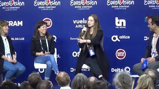 Eurovision 2018  Press conference Sennek Belgium after first rehearsal [upl. by Ssidnac]