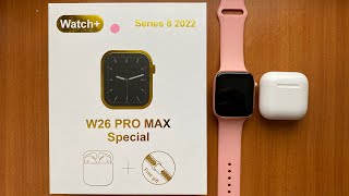 Unboxing Watch Series 8 2022 W26 Pro Max Special  Pro Wireless stereo headset [upl. by Hplodnar]