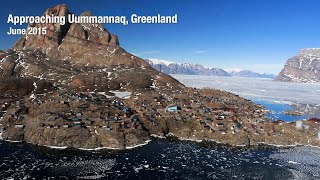 Approaching Uummannaq Greenland by Helicopter from Qaarsut [upl. by Eenoj210]