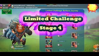 Limited Challenge Stage 4  Barbaric Journey  Gothrak  Best F2P Team  Lords Mobile [upl. by Frendel]