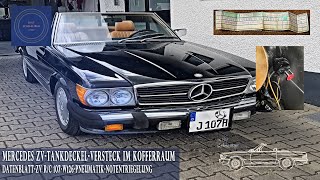 Mercedes Zentralverriegelung Tankdeckel Versteck im Kofferraum Datenblatt RC 107 SL R107 Schrauber [upl. by Hakkeber]