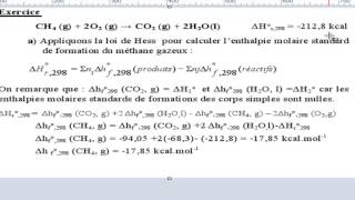 Exercice thermochimie s1 lenthalpie molaire de combustion de méthane partie3 [upl. by Eca]