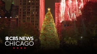 Chicago lights up Millennium Park Christmas tree [upl. by Namie]