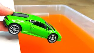 Diecast Cars Sliding Into The Yellow Water [upl. by Aliakim505]