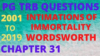 2001 to 2019 trb questions Wordsworth Intimations of immortality [upl. by Anirtep]