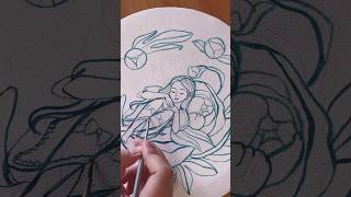 Lineart process with acrylic gouache 🩷 shorts art wip drawing lineart brushart [upl. by Perry466]