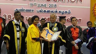 Anna University  38th Annual Convocation 2018 in Chennai [upl. by Nnahgiel]