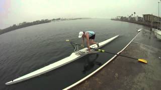 Standing Launch of a Single Rowing Shell [upl. by Sukcirdor]