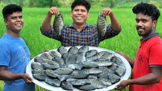 KING SIZE PEARL FISH FRY  karimeen Fish Fry in Village  Village Food [upl. by Sirap]