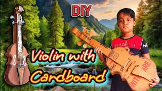 how to make violin with cardboard cardboardcraft cardboardguitar [upl. by Ketti842]