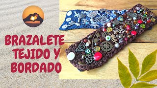 DIY Como Hacer un Brazalete Tejido Crochet con Cristales Dijes Fácil Sobrantes Ideal 14 de Febrero [upl. by Ballou]