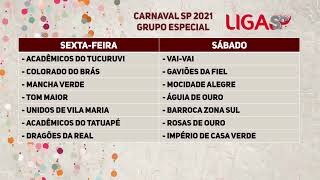 SORTEIO DA ORDEM DOS DESFILES  CARNAVAL SP 2021 [upl. by Katrina420]