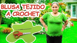 Blusa a crochet en punto piñas paso a paso para damas [upl. by Nosnehpets]