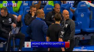 Nuno Espírito Santo amp Fabian Hürzeler RED CARDS VS Brighton VS Nottingham Forest 22 RED CARD [upl. by Llecrup]