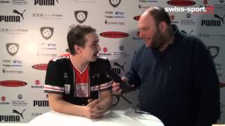 150314 Floorball Köniz vs Chur Unihockey Playoffs Spiel 4 Interview Chur [upl. by Earlene]