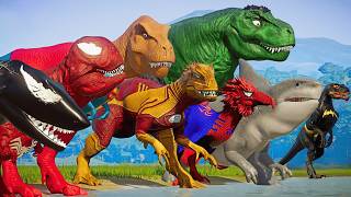 ALL SuperHero Dinosaurs Battle in Jurassic World Dinosaur Pro 8 SuperHero Team [upl. by Prem]