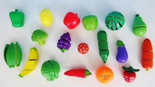 Learn names of fruits and vegetables with toy velcro cutting fruits and vegetables [upl. by Anasor]